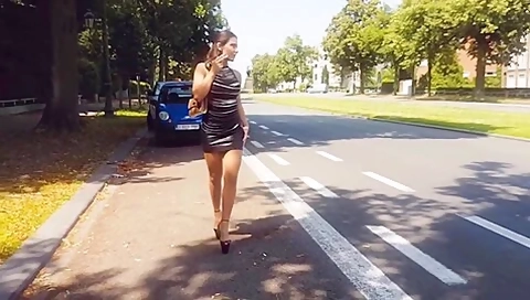 Smoking And Walking In Black Open High Heels With Julie Skyhigh And Sky High