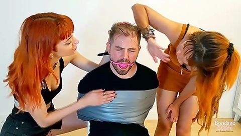 Jack Tied In Chair And Face Licking By 2 Sexy Girls